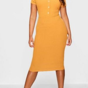 Booboo ribbed button detail short sleeve dress